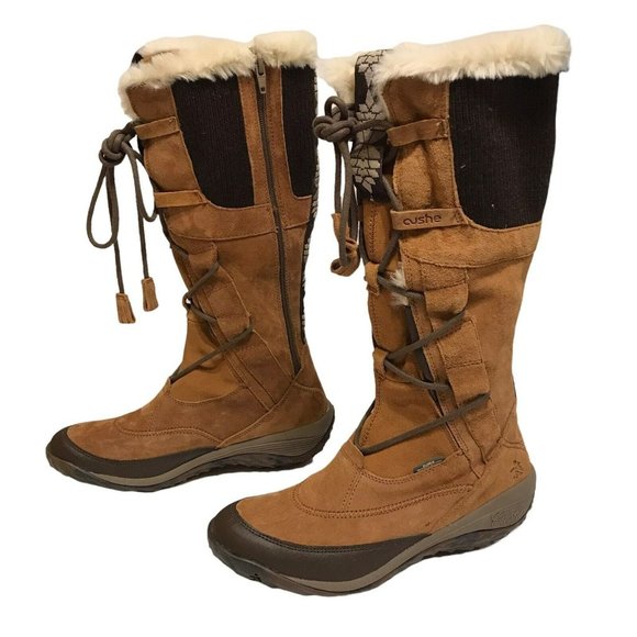 cushe Shoes - Cushe Allpine Fern Size 8 Women Tan Suede Winter Boots Faux Fur Side Zip Size 8